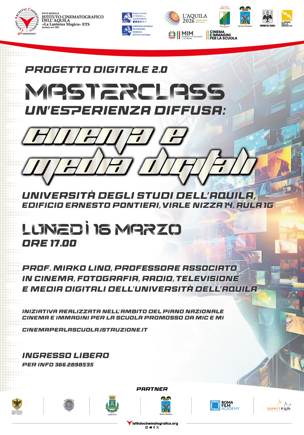 Masterclass "Un esperienza diffusa: cinema e media digitali"