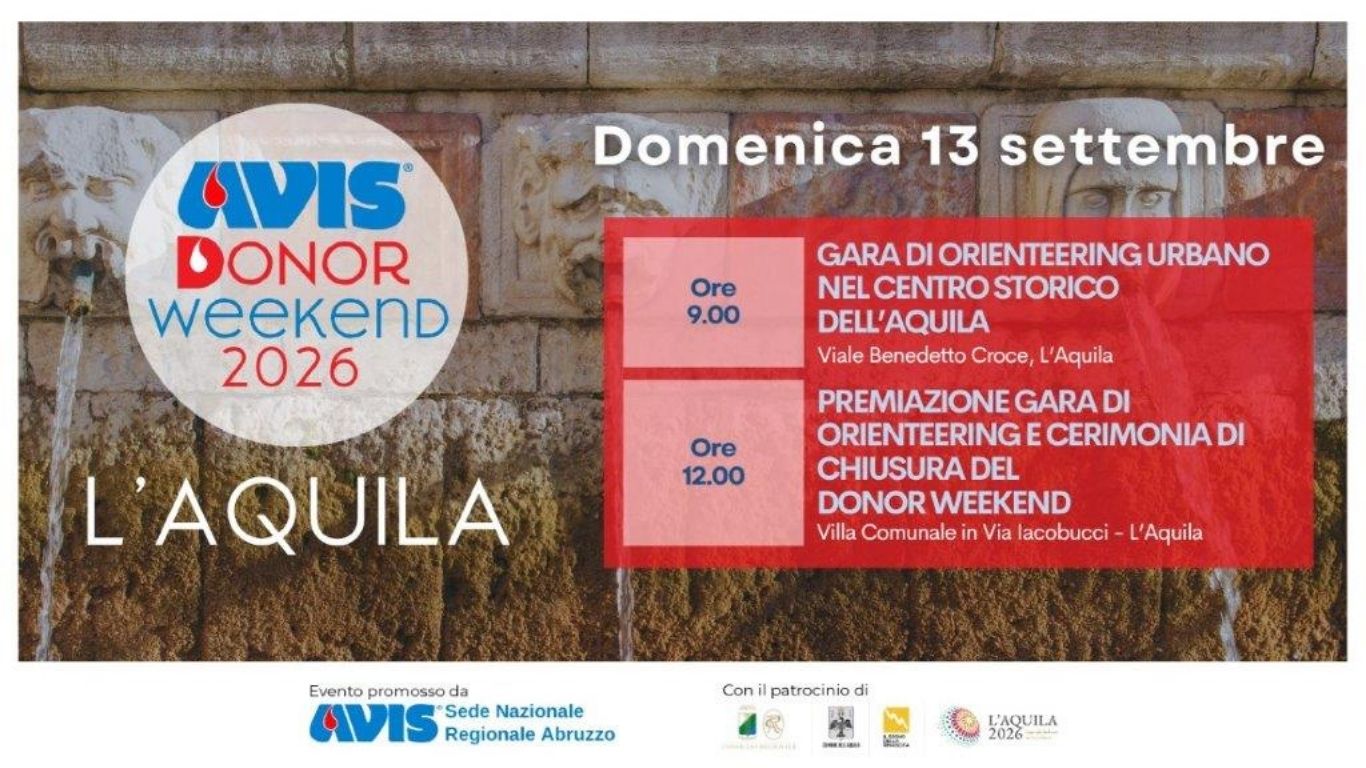 Donor Weekend 2026: “Aree Interne – dove la solidarietà diventa presidio di comunità" - 13 settembre 2026